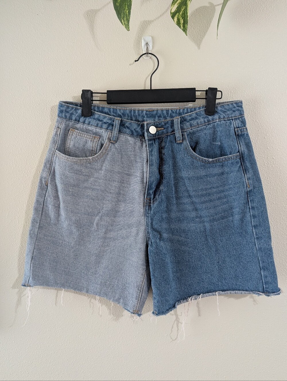 Colorblock Denim Shorts